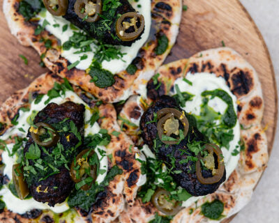 On the Coals Lamb Flatbread by Tommy Banks