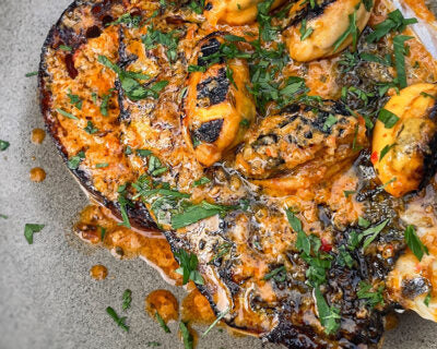 On the Coals Mackerel Toast, Mussels and Nduja I Kasai Grills